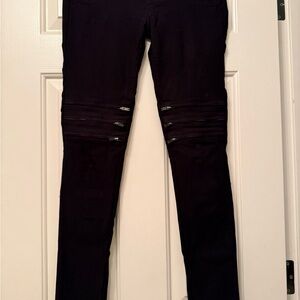 Black Women’s Moto Skinny Jeans with Knee Zippers Express Size 2